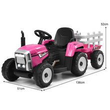 Load image into Gallery viewer, 12V Kids Ride On Tractor with Trailer Music and LED Lights
