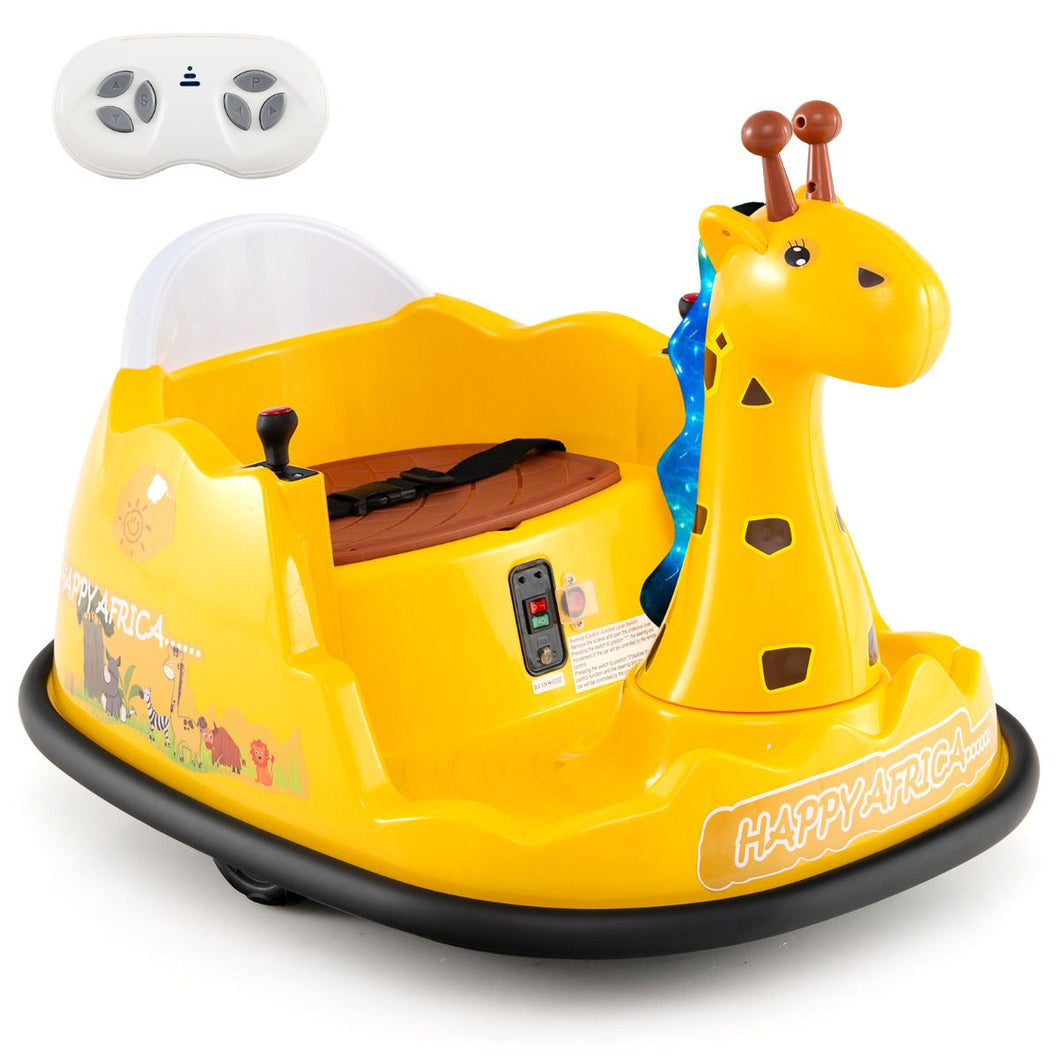 12V Bumper Car Giraffe Toddler 360° Spinning Ride on Toy