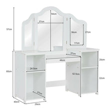 Load image into Gallery viewer, Kids Dressing Table with Foldable and Removable Mirror and Storage Shelf

