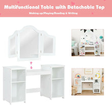 Load image into Gallery viewer, Kids Dressing Table with Foldable and Removable Mirror and Storage Shelf

