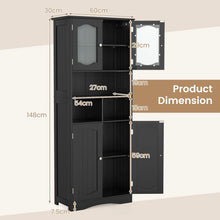 Load image into Gallery viewer, 148cm Tall Bathroom Cabinet Storage Cabinet with Glass Doors

