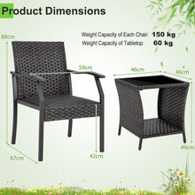 Load image into Gallery viewer, 3 Piece Patio Wicker Chair Set with Cushioned Seat
