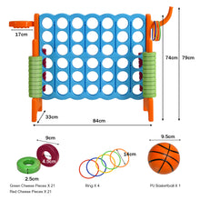 Load image into Gallery viewer, Giant 4 in a Row Game Jumbo Connect 4 Garden Games w/42 Rings Basketball Hoop
