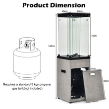 Load image into Gallery viewer, 41,000 BTU Propane Patio Heater Rolling Glass Tube Standing Gas Heater w/ Cover
