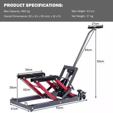 Load image into Gallery viewer, Costway 1500 LBS Hydraulic Motorcycle/ATV Jack Lift Hoist Jacks Red
