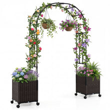Load image into Gallery viewer, 200cm Garden Arch Trellis with 2 Planter Boxes for Climbing Plants
