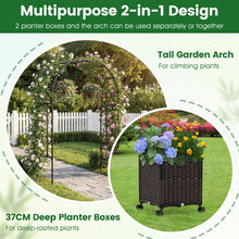 Load image into Gallery viewer, 200cm Garden Arch Trellis with 2 Planter Boxes for Climbing Plants
