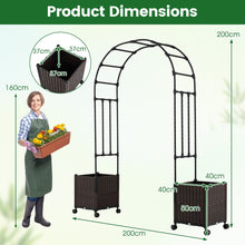 Load image into Gallery viewer, 200cm Garden Arch Trellis with 2 Planter Boxes for Climbing Plants
