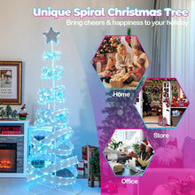 Load image into Gallery viewer, 210 cm Outdoor Spiral Pre-lit Christmas Tree with Collapsible Color Lights
