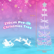 Load image into Gallery viewer, 210 cm Outdoor Spiral Pre-lit Christmas Tree with Collapsible Color Lights

