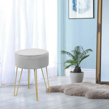 Load image into Gallery viewer, Round Velvet Stool with Hairpin Legs

