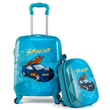 Load image into Gallery viewer, 2 Pieces Kid Luggage Set with 4 Spinner Wheels and Telescopic Handle
