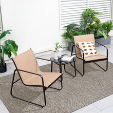 Load image into Gallery viewer, 3 Pieces Patio Conversation Set with Breathable Fabric and Tempered Glass Tabletop
