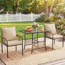 Load image into Gallery viewer, 3 Pieces Patio Wicker Bistro Set with Cushions and Rattan Chairs for Balcony
