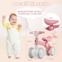 Load image into Gallery viewer, Cute Baby Balance Bike 4 Wheels with Steering Handlebars No Pedal Pink
