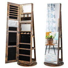 Load image into Gallery viewer, 360-Degree Mirrored Jewelry Armoire with 3-Color Auto-on LED Lights
