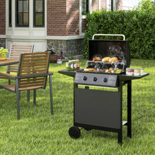 Load image into Gallery viewer, 3-Burner Propane Gas Grill 24,000 BTU Portable with Lid and Side Tables
