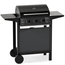 Load image into Gallery viewer, 3-Burner Propane Gas Grill 24,000 BTU Portable with Lid and Side Tables
