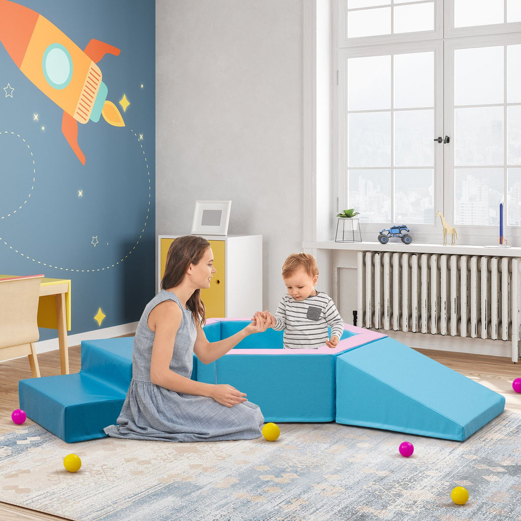 3-Piece Baby Foam Climbing Blocks Set with Ball Pit and Balls