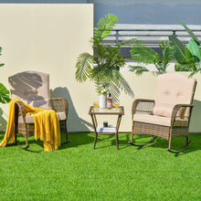 Load image into Gallery viewer, 3 Piece Outdoor Rocking Chair Set with Cozy Cushions and Pillow
