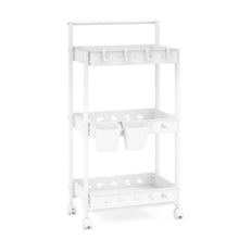 Load image into Gallery viewer, 3-Tier Rolling Storage Cart with 2 Hanging Cups and 4 Hooks

