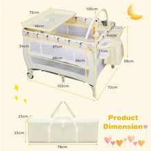 Load image into Gallery viewer, 3 in 1 Convertible Bassinet Cot with Changing Table and Toy Bar
