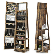 Load image into Gallery viewer, Full Length Mirrored Jewellery Cabinet Rotates 360° with Open Display Shelves
