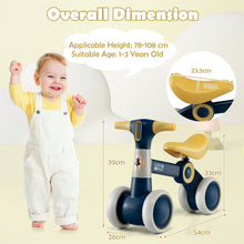 Load image into Gallery viewer, Cute Baby Balance Bike 4 Wheels with Steering Handlebars No Pedal Yellow
