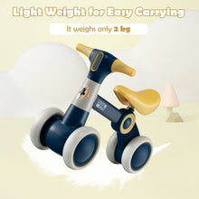 Load image into Gallery viewer, Cute Baby Balance Bike 4 Wheels with Steering Handlebars No Pedal Yellow
