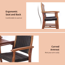 Load image into Gallery viewer, 3PCS Wooden Furniture Set Outdoor Garden 2-Seater Table Chairs W/ Umbrella Hole
