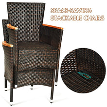 Load image into Gallery viewer, 7 PCS Patio Dining Set Stackable Wicker Conversation Set 6 Chairs with Table

