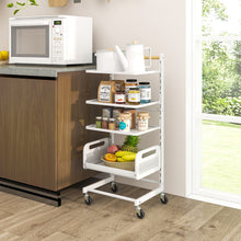 Load image into Gallery viewer, 4 Tier Utility Rolling Cart with Adjustable Shelves
