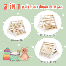 Load image into Gallery viewer, 4 in 1 Toddler Wooden Triangle Climber with Ramp and Sliding Board
