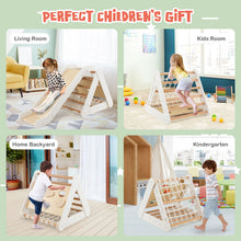 Load image into Gallery viewer, 4 in 1 Toddler Wooden Triangle Climber with Ramp and Sliding Board
