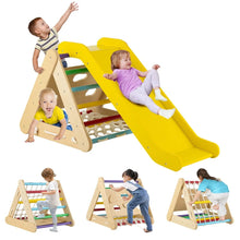 Load image into Gallery viewer, 4 in 1 Toddler Wooden Triangle Climber with Ramp and Sliding Board
