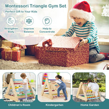 Load image into Gallery viewer, 4 in 1 Toddler Wooden Triangle Climber with Ramp and Sliding Board
