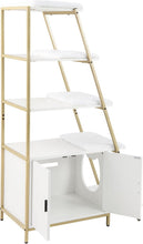 Load image into Gallery viewer, Cat Litter Box Enclosure, Indoor Hidden Privacy Kitty Washroom with Ladder Shelf, Removable Cushions &amp; Side Entry
