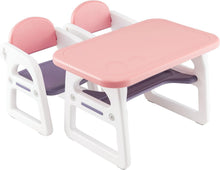 Load image into Gallery viewer, 3-Piece Kids Table and Chairs Set with Storage Rack
