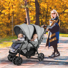 Load image into Gallery viewer, Double Pushchair with Adjustable Backrest and Sunshade
