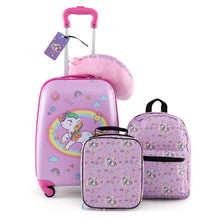 Load image into Gallery viewer, 5 Piece Kids Luggage Set Carry-on Children Rolling Suitcase Set with Backpack
