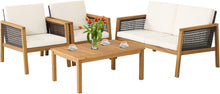 Load image into Gallery viewer, 4-Piece Patio Acacia Wood Furniture Set with Removable Cushions
