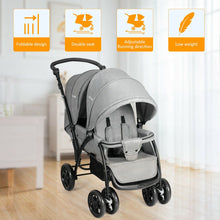 Load image into Gallery viewer, Double Pushchair with Adjustable Backrest and Sunshade
