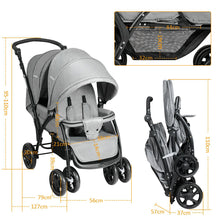 Load image into Gallery viewer, Double Pushchair with Adjustable Backrest and Sunshade
