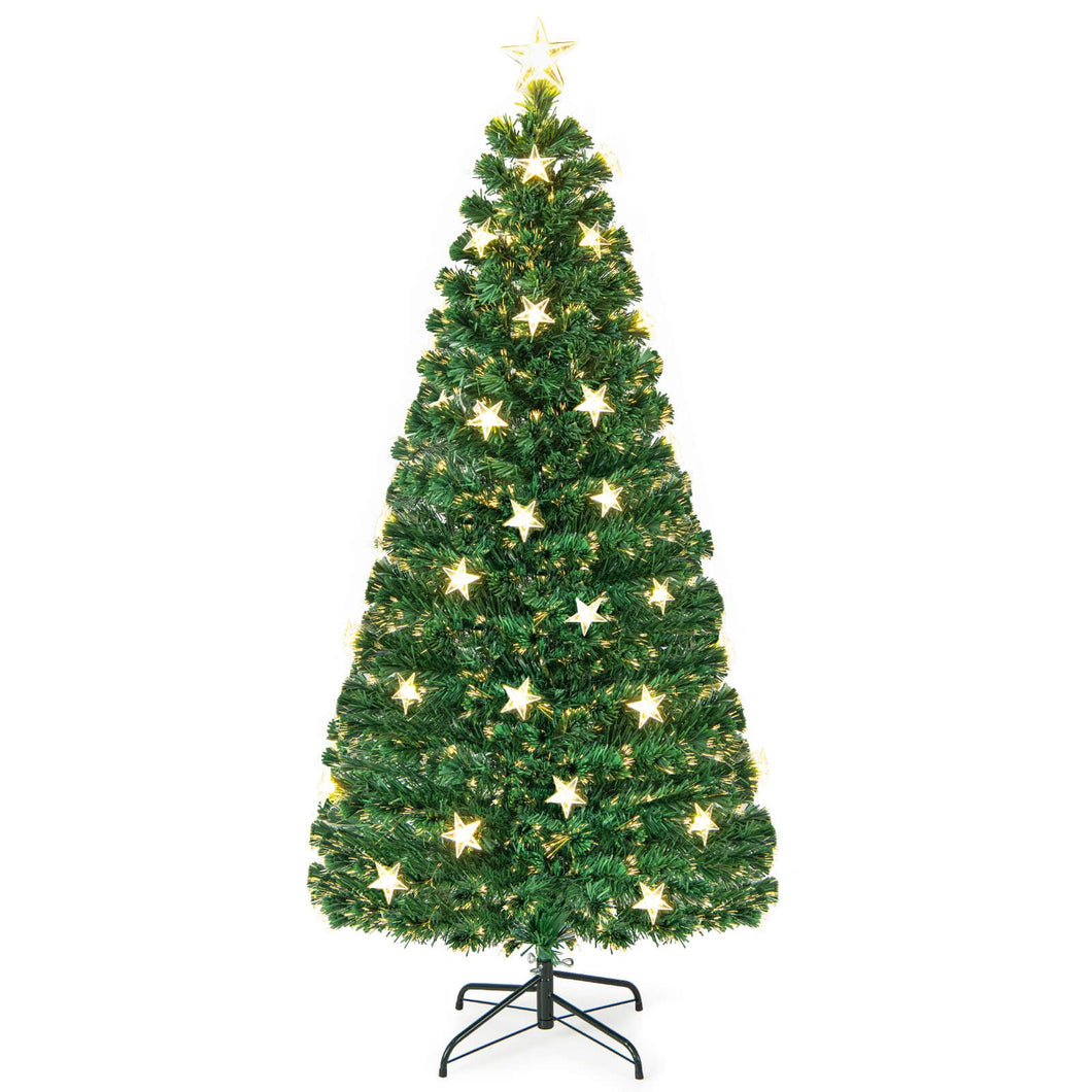 6FT Fiber Optic Artificial Christmas Tree with 21 Star LED Lights