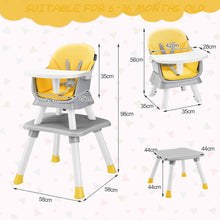 Load image into Gallery viewer, 6-in-1 Baby High Chair with 5-Point Harness and Removable Tray
