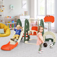 Load image into Gallery viewer, 6 in 1 Toddler Slide and Swing Set with Adjustable Basketball Hoop for Indoor
