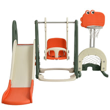 Load image into Gallery viewer, 6 in 1 Toddler Slide and Swing Set with Adjustable Basketball Hoop for Indoor
