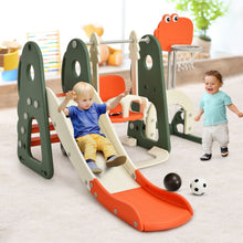 Load image into Gallery viewer, 6 in 1 Toddler Slide and Swing Set with Adjustable Basketball Hoop for Indoor
