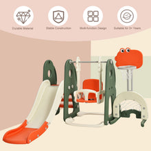 Load image into Gallery viewer, 6 in 1 Toddler Slide and Swing Set with Adjustable Basketball Hoop for Indoor
