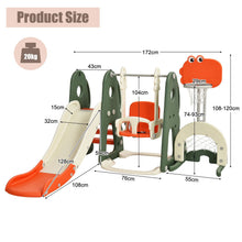 Load image into Gallery viewer, 6 in 1 Toddler Slide and Swing Set with Adjustable Basketball Hoop for Indoor
